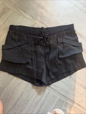 BCBG Black High-Waist Drawstring Pocket Shorts